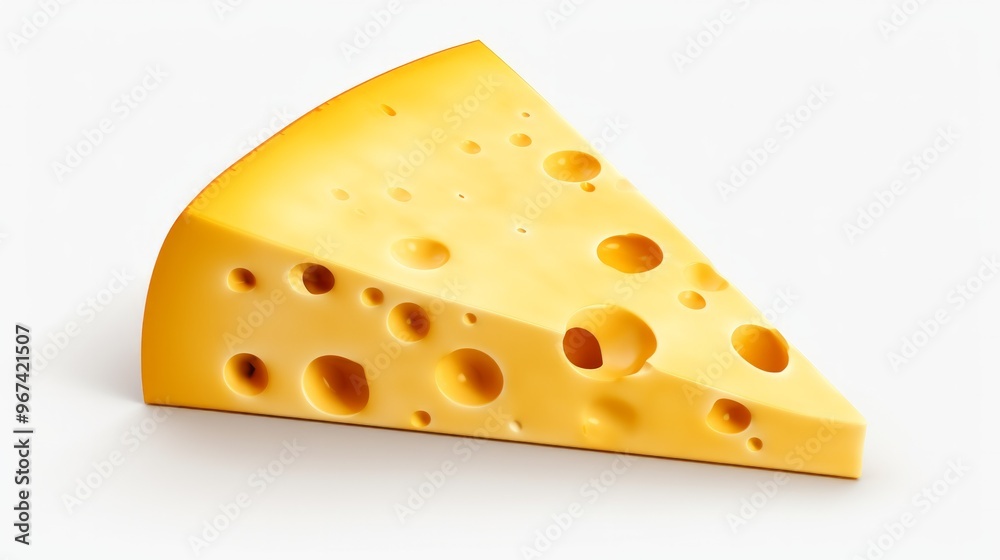 Emmental cheese triangle, Swiss cheese isolated on white background. Neural network ai generated art Emmental cheese triangle, Swiss cheese isolated on white background. Neural network ai generated art