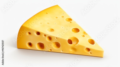 Emmental cheese triangle, Swiss cheese isolated on white background. Neural network ai generated art