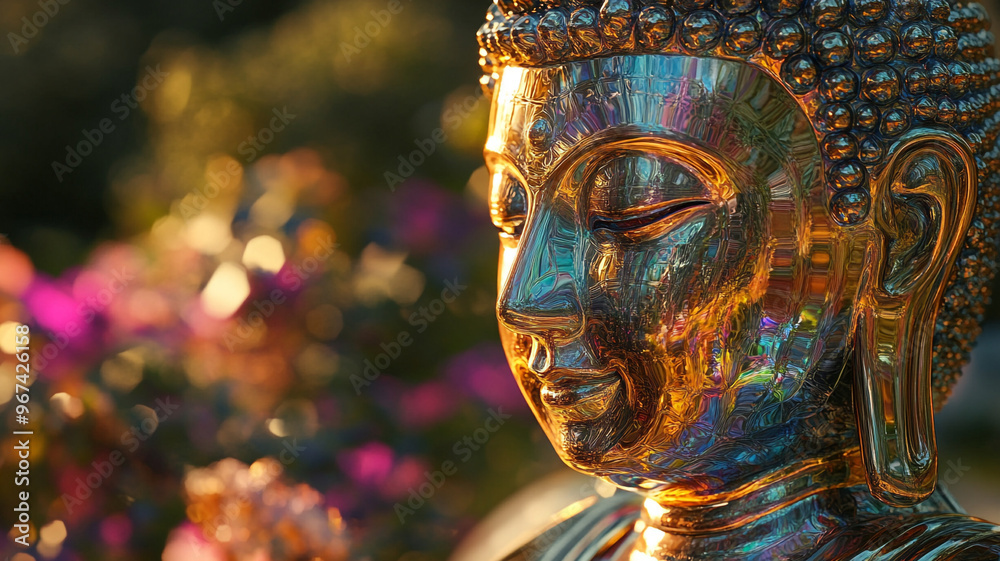 Obraz premium An ancient Buddha statue. Precious stones.