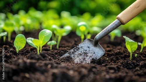 Gardening Tools and Young Plants