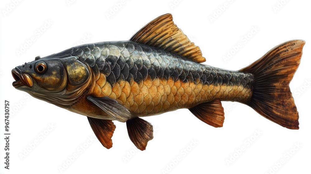 Fototapeta premium Giant barb clipart, element, 3D illustration, realistic, isolated on white background