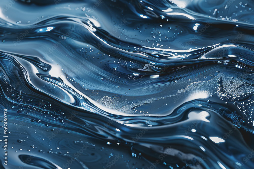 Blue abstract liquid flow, photorealistic, photorealistic detail, real silhouette relationship.