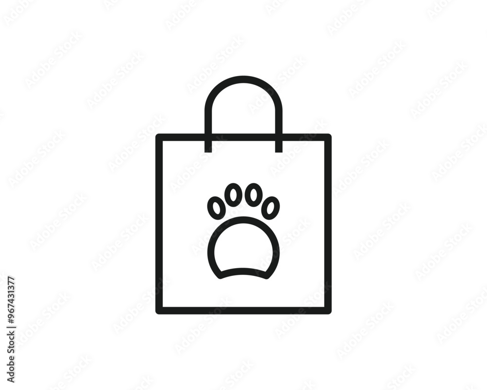 Pet shop shopping bag icon vector symbol design illustration. Pet shop shopping bag icon vector symbol design illustration.
