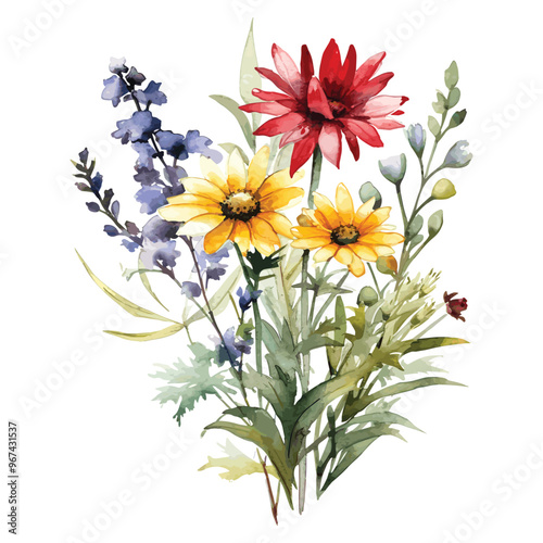 Wildflower watercolor I Flower with brances watercolor