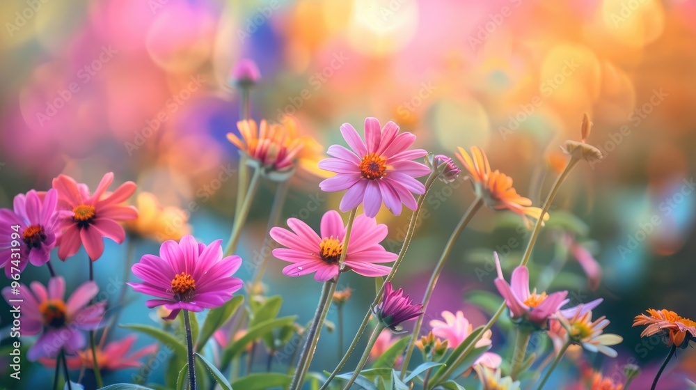 Fototapeta premium Colorful flower pictures harmonizing with the environment