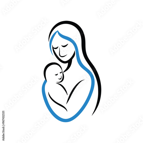 a mother holding her baby close, emphasizing the intimate and loving bond between them vector art illustration,