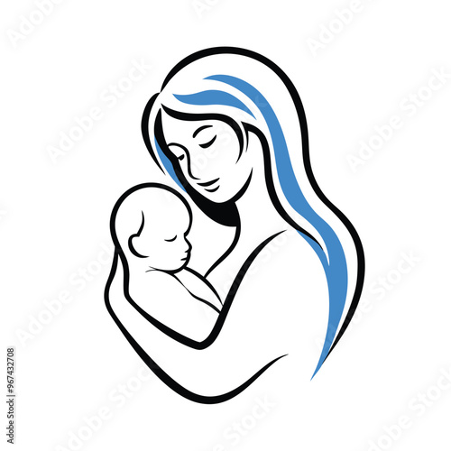 a mother holding her baby close, emphasizing the intimate and loving bond between them vector art illustration,