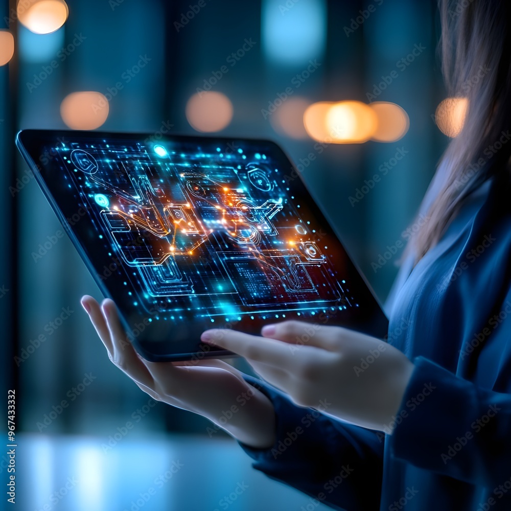 Expert Showcasing AI Governance Framework with Ethical Standards and Regulatory Icons on a Digital Tablet Interface Expert Showcasing AI Governance Framework with Ethical Standards and Regulatory Icons on a Digital Tablet Interface