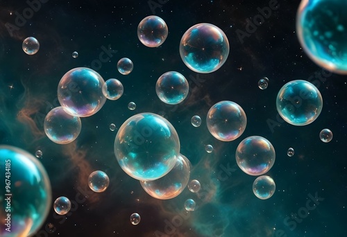 Bubbles floating on a black background with the words bubbles on the bottom