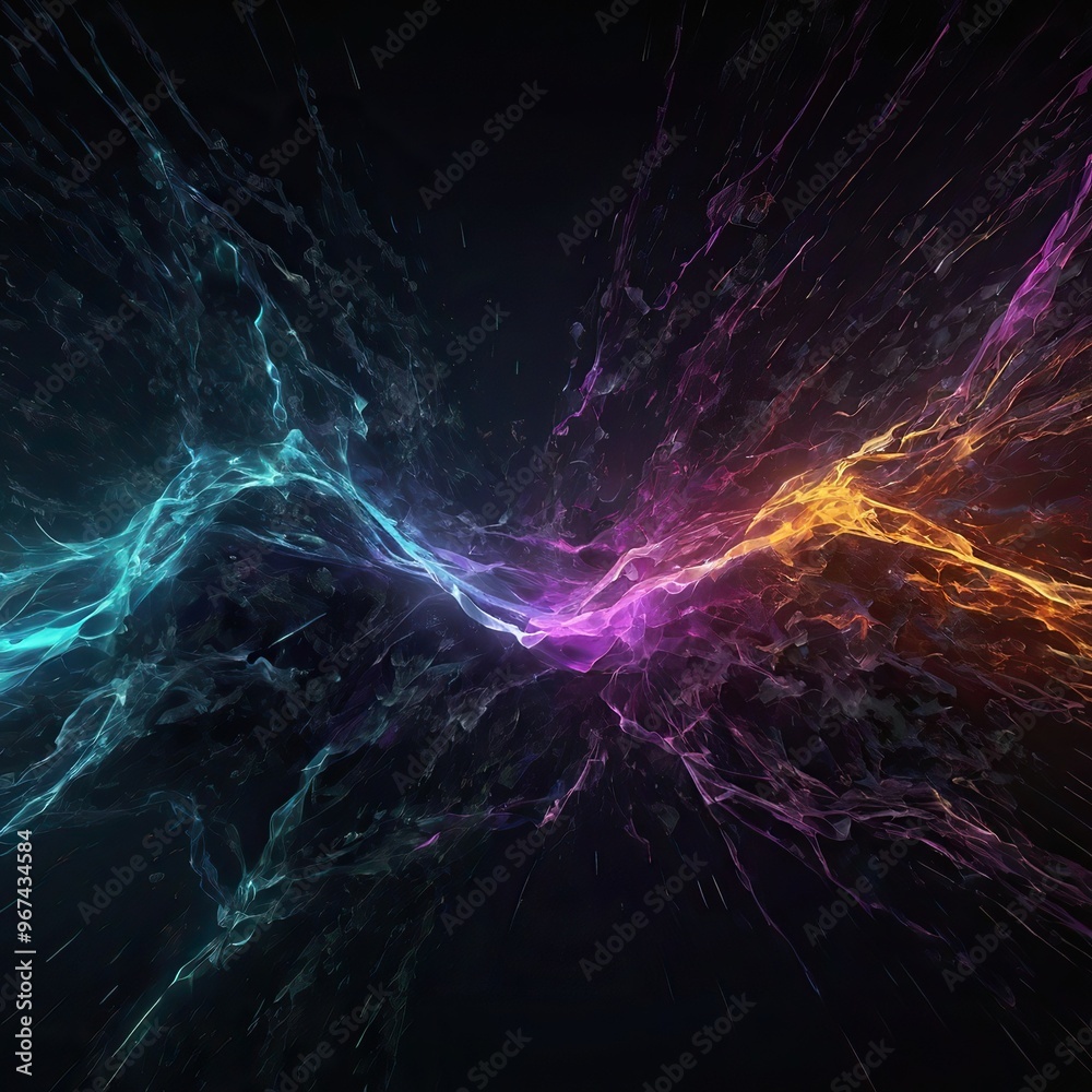 Fototapeta premium Abstract Digital Energy. Multi colored energy on a dark gradient background. 4k Highly Detailed, ideal for wallpaper or background. 