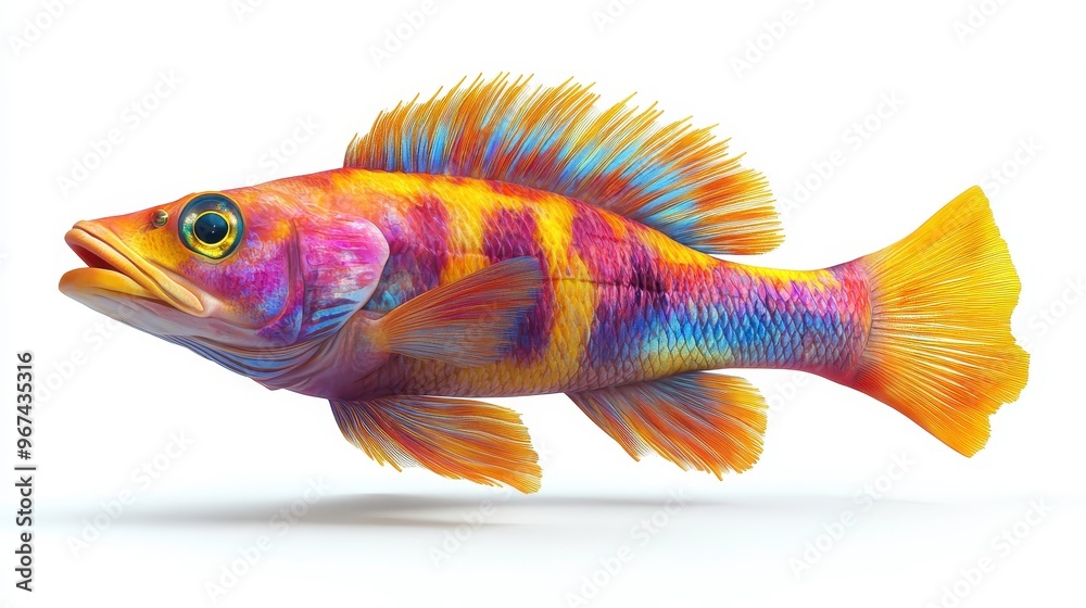 Wrasse clipart, element, 3D illustration, realistic, isolated on white background Wrasse clipart, element, 3D illustration, realistic, isolated on white background