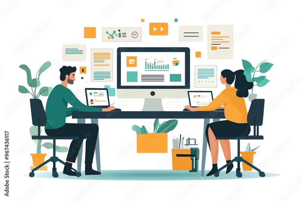 Team working on MVP, minimum viable product, flat design illustration Team working on MVP, minimum viable product, flat design illustration