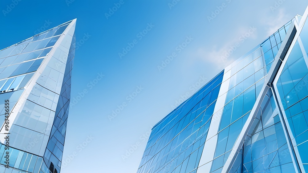 Obraz premium A sleek futuristic building with innovative modern architecture, featuring clean lines and contemporary urban design for city environments.