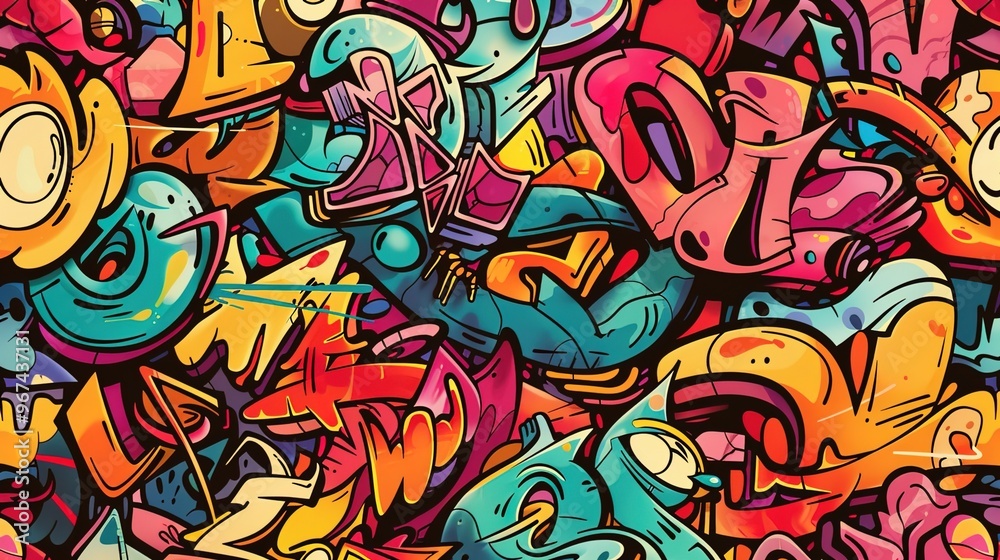 Graffiti pattern wallpaper