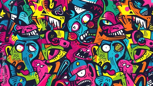 Graffiti pattern wallpaper