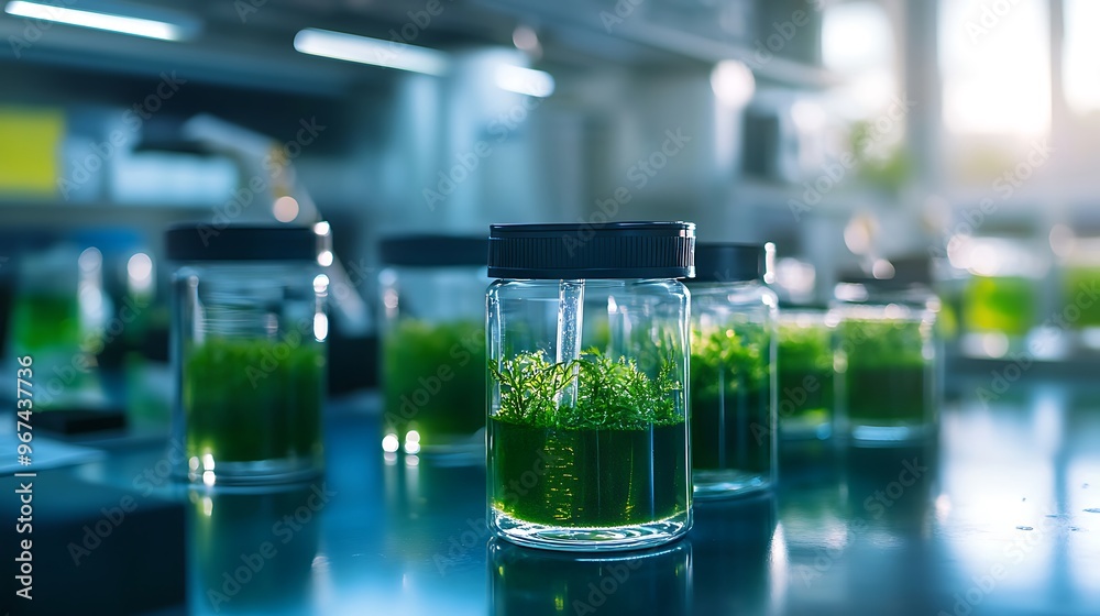 Green Algae Samples in Laboratory Setting Green Algae Samples in Laboratory Setting