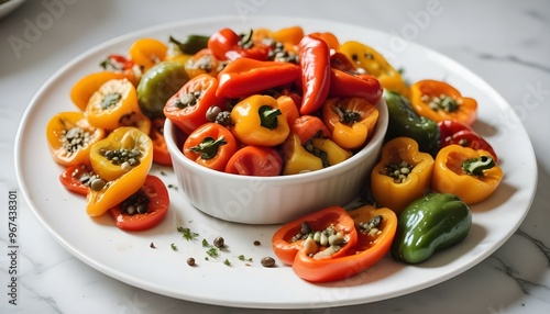 Fresh gourmet vegetarian meal with grilled tomato and bell pepper