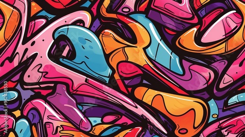 Graffiti pattern wallpaper