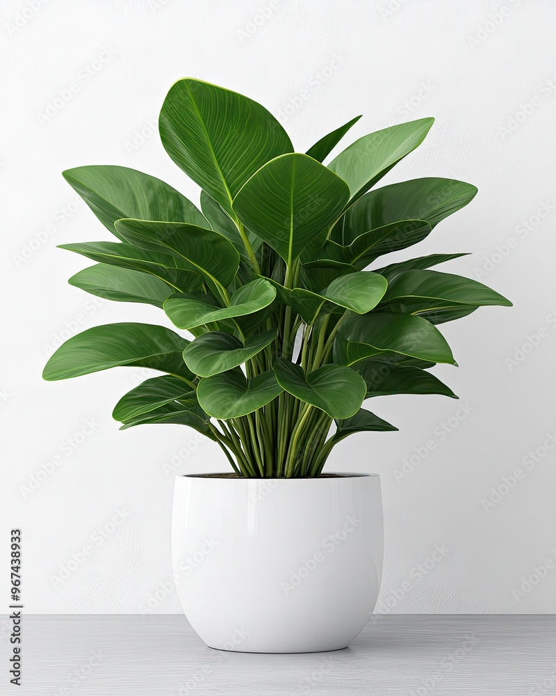A vibrant green plant in a sleek white pot, perfect for modern interiors and enhancing home decor. A vibrant green plant in a sleek white pot, perfect for modern interiors and enhancing home decor.