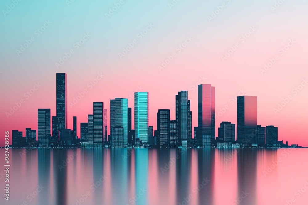 Glowing outline of a city skyline at dusk, capturing the transition from day to night, city glowtime, urban and dynamic Glowing outline of a city skyline at dusk, capturing the transition from day to night, city glowtime, urban and dynamic