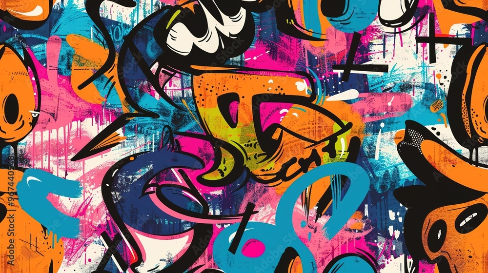 Obraz premium Graffiti art pattern wallpaper