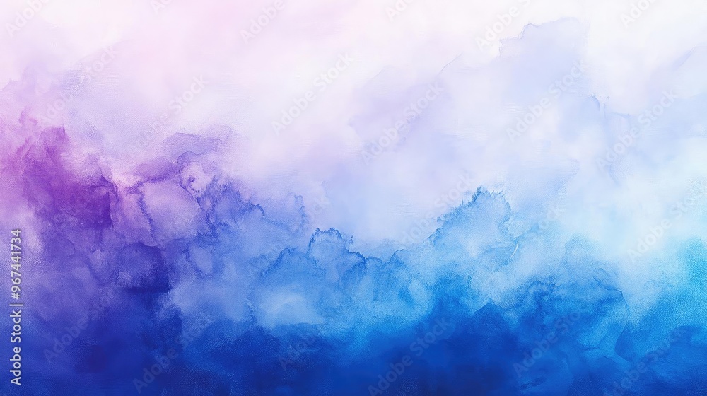 Naklejka premium A beautiful abstract watercolor background featuring soft hues of purple, blue, and white, ideal for creative projects.