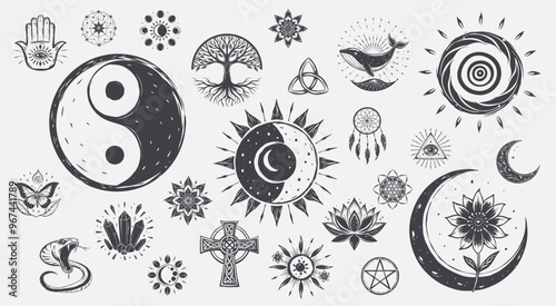 magic mysticism symbols pack, esoteric themed template collection