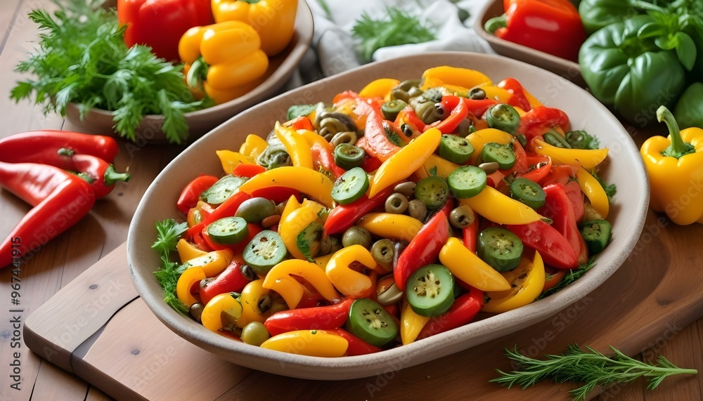Fresh gourmet vegetarian meal with grilled tomato and bell pepper Fresh gourmet vegetarian meal with grilled tomato and bell pepper