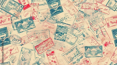 Vintage stamp pattern wallpaper