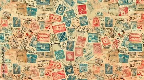 Vintage stamp pattern wallpaper