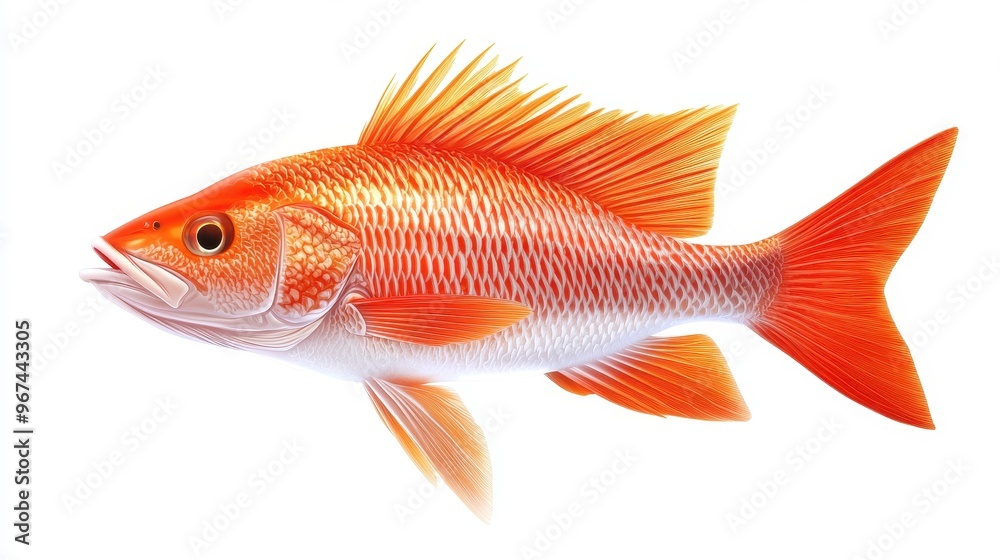 Red snapper clipart, element, 3D illustration, realistic, isolated on white background