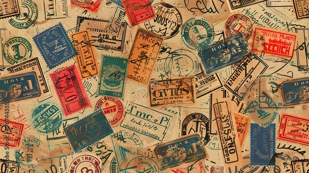 Obraz premium Vintage stamp pattern wallpaper