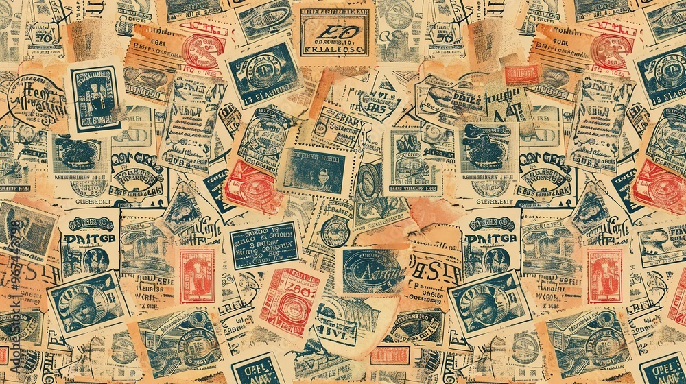 Obraz premium Vintage stamp pattern wallpaper