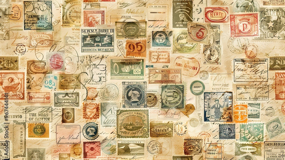 Fototapeta premium vintage stamp pattern wallpaper