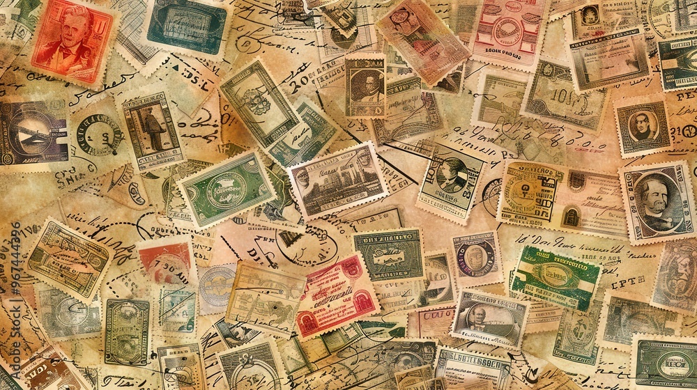 Fototapeta premium vintage stamp pattern wallpaper