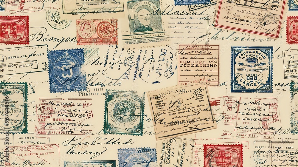 Fototapeta premium vintage stamp pattern wallpaper