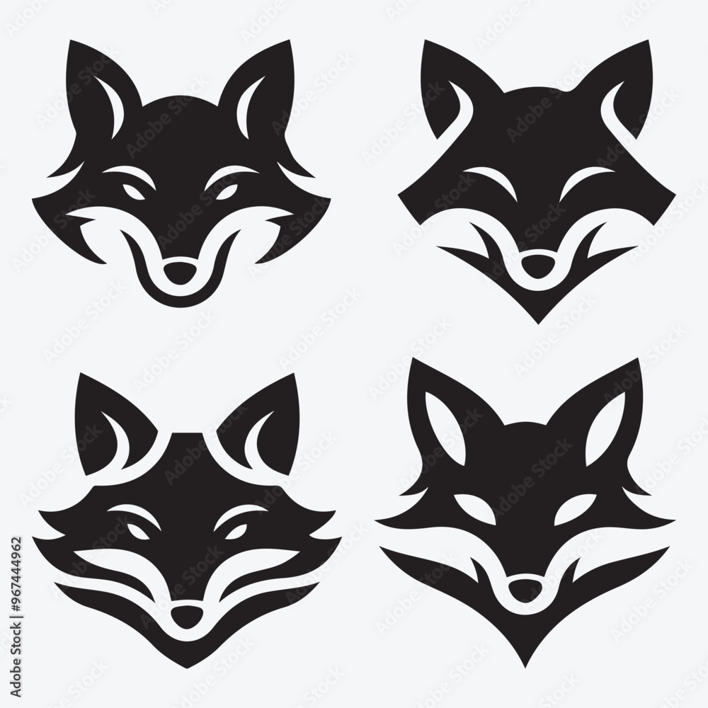 Obraz premium Fox Logo Silhouette Bundle Clip Art Vector Illustration