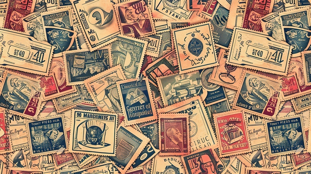 Obraz premium vintage stamp pattern wallpaper