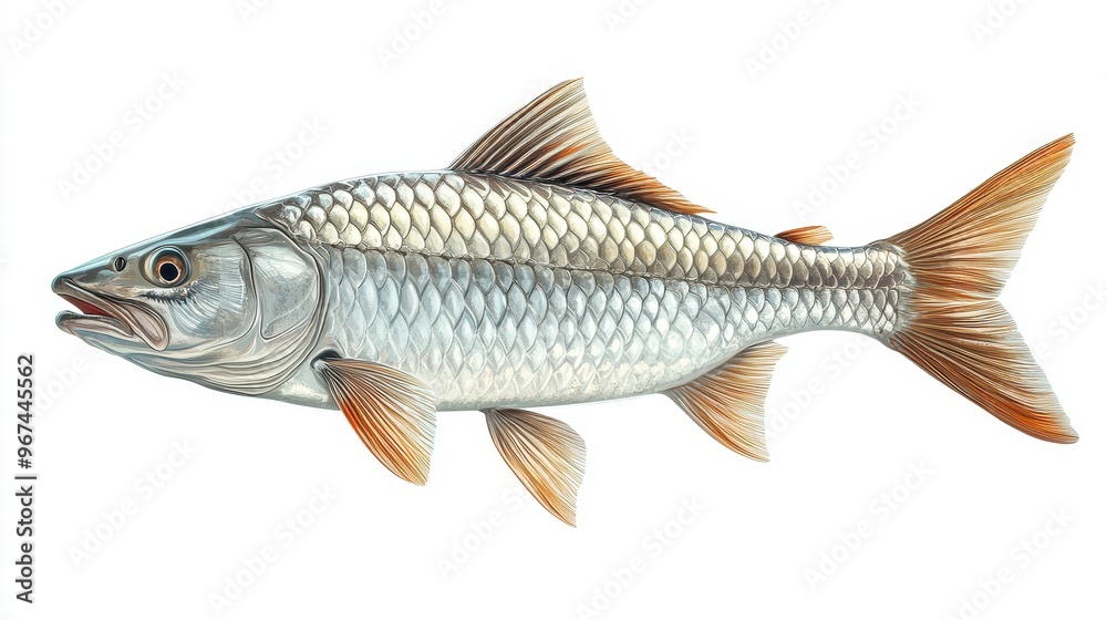 Obraz premium Tarpon clipart, element, 3D illustration, realistic, isolated on white background