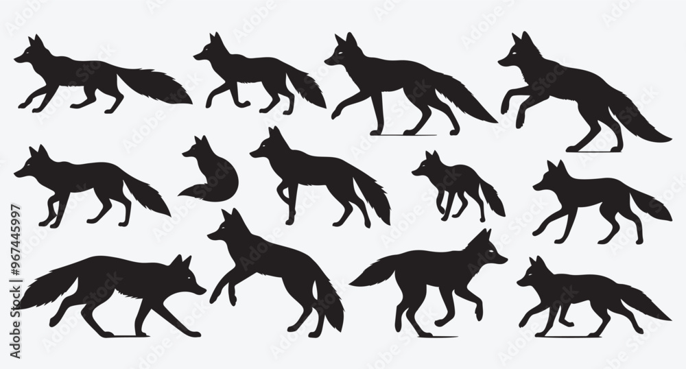 Fox Logo Silhouette Bundle Clip Art Vector Illustration Fox Logo Silhouette Bundle Clip Art Vector Illustration