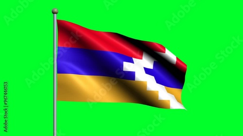 Flag of Nagorno Karabakh Republic. 3D waving animated flag. photo