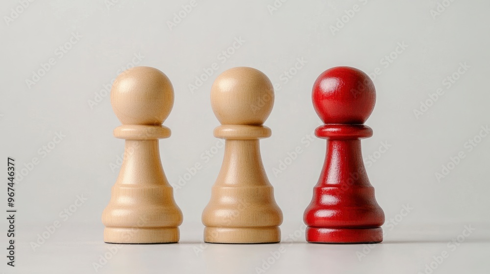 Red Chess Piece Standing Out From the Crowd Red Chess Piece Standing Out From the Crowd