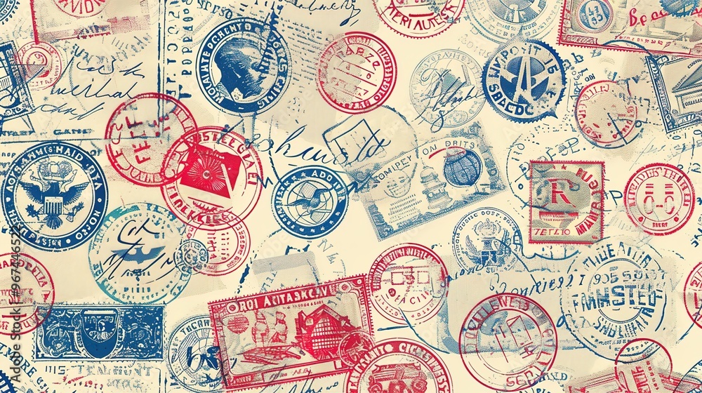 Obraz premium vintage stamp pattern wallpaper
