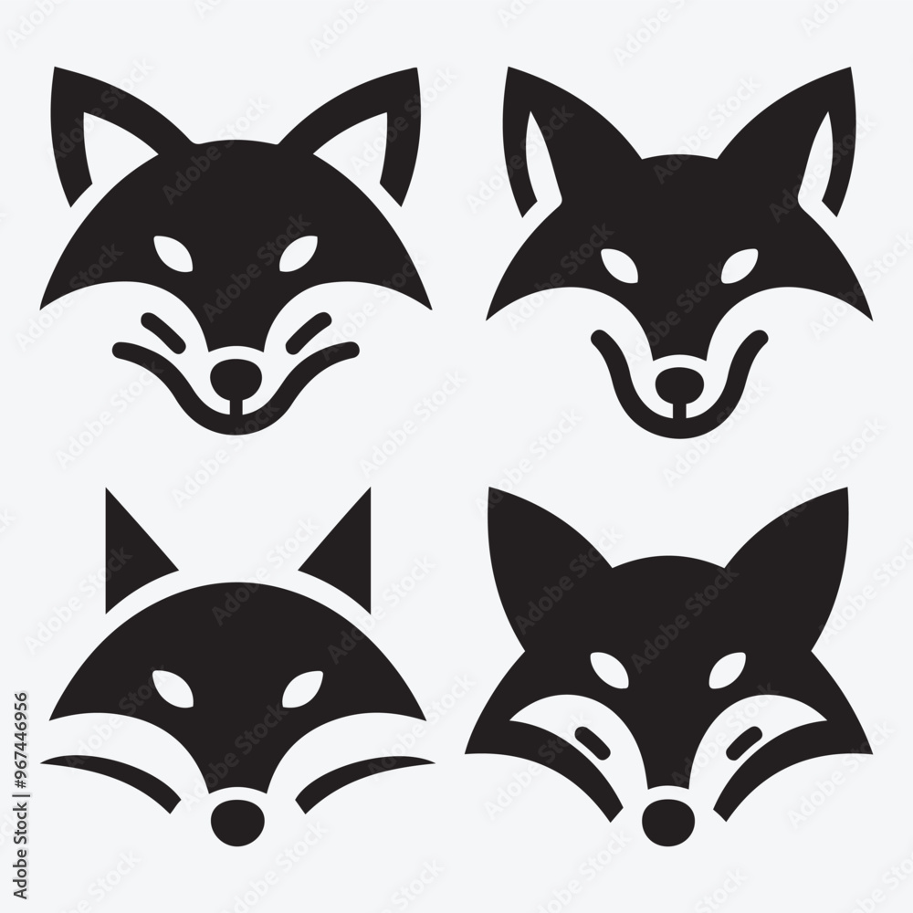 Fototapeta premium Fox Logo Silhouette Bundle Clip Art Vector Illustration