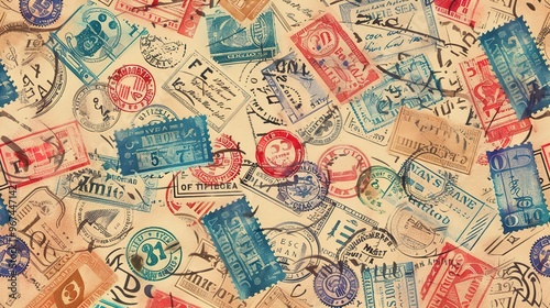 vintage stamp pattern wallpaper