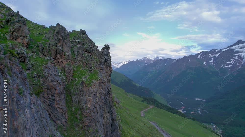 Beautiful aerial view of high cliffs. Landscape and nature of the North Caucasus Beautiful aerial view of high cliffs. Landscape and nature of the North Caucasus