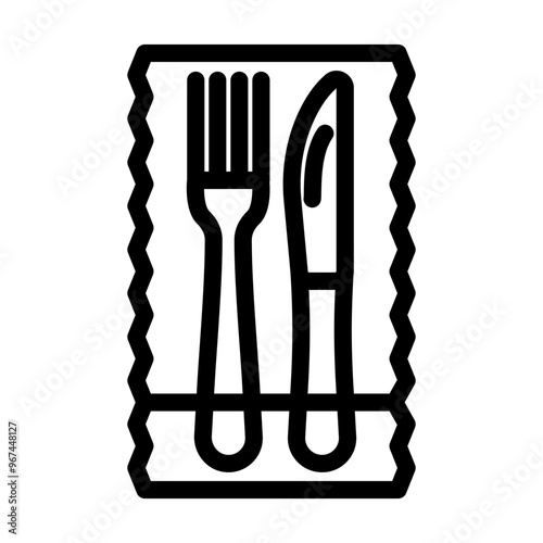 disposable cutlery plastic package line icon vector. disposable cutlery plastic package sign. isolated contour symbol black illustration
