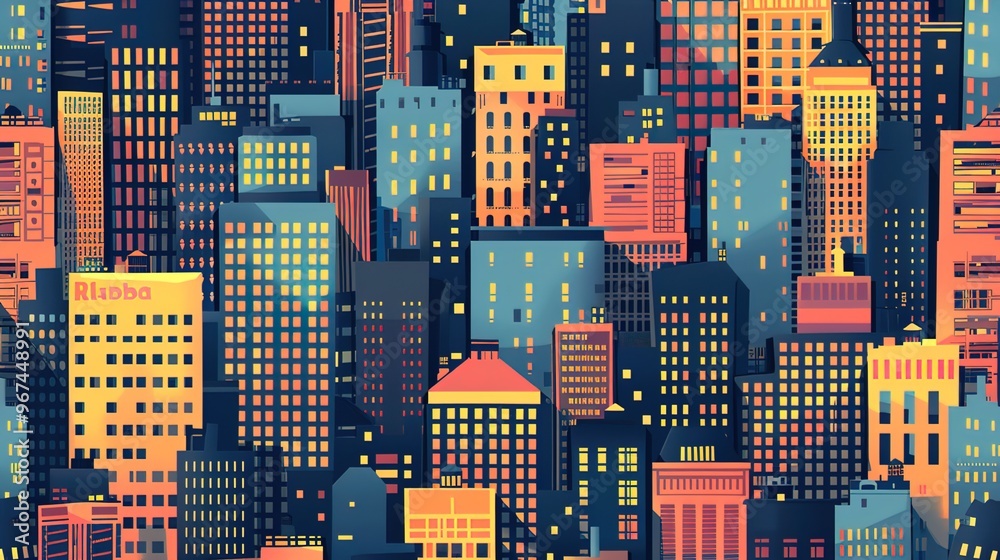 Obraz premium Cityscape pattern wallpaper