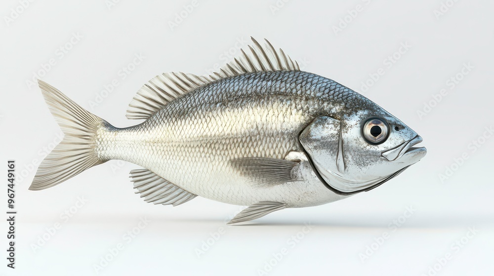 Sea bream clipart, element, 3D illustration, realistic, isolated on white background Sea bream clipart, element, 3D illustration, realistic, isolated on white background