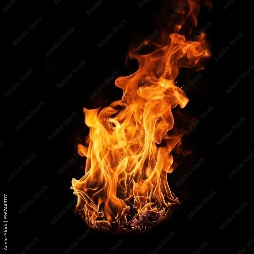 Fiery flames on black Fiery flames on black